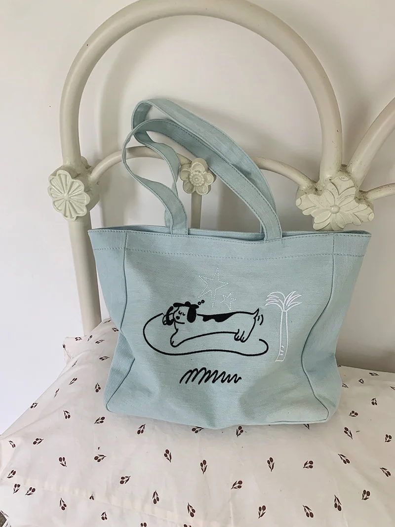 CGCBAG-Sac fourre-tout en toile pour femme, mode coréenne, broderie mignonne, capacité de lage, initié par une femme, commconsulsimple shopper, sacs à main