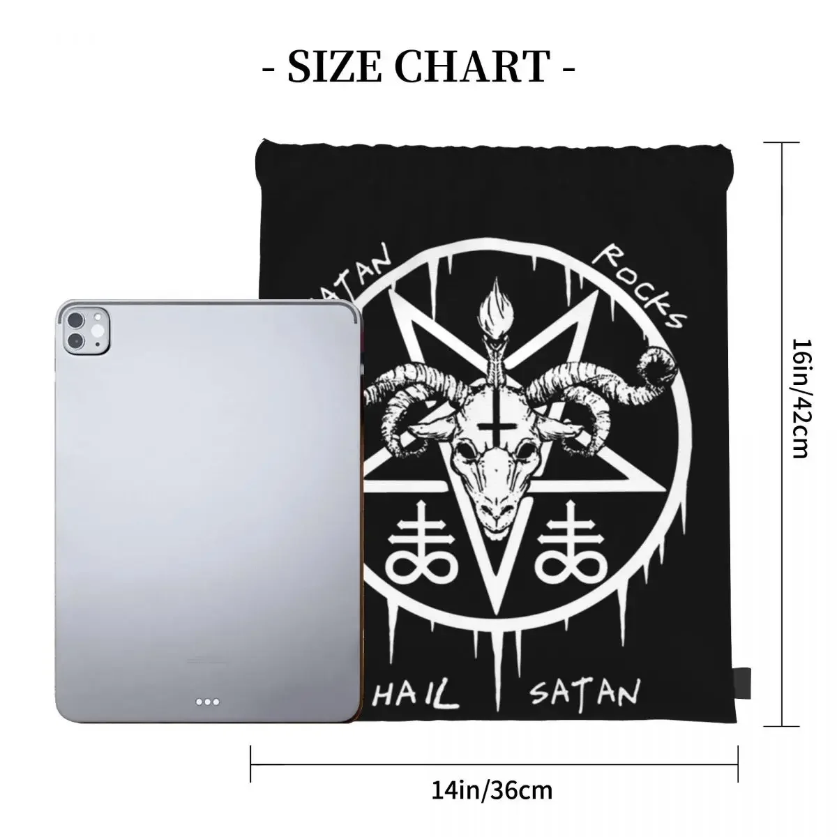 HAIL SATAN - SATAN ROCKS - FUNNY SATANIC OCCULT Backpacks Drawstring Bags Drawstring Bundle Pocket Sundries Bag BookBag