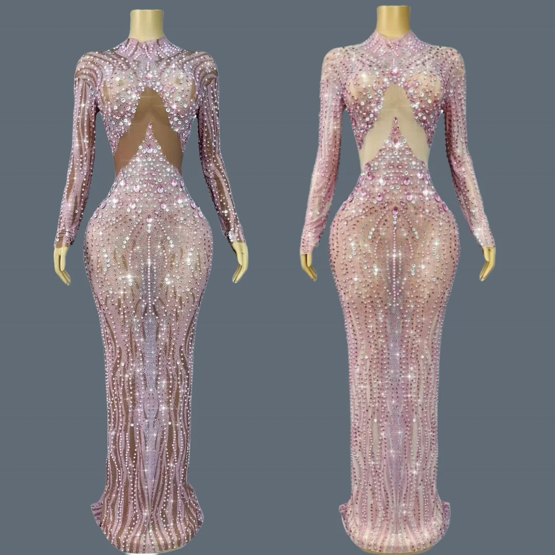 

Luxury Tight Fitting Sparkly Crystals Evening Gown Gala Prom Red Carpet Elegant Long Dress Pearls New Years Eve Outfit Fennvlang