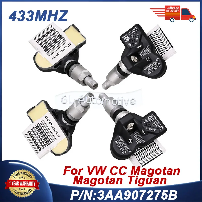 

1/4PCS 3AA907275B TPMS sensor Tire pressure sensor For Volkswagen Tiguan CC Passat Magotan 433MHZ