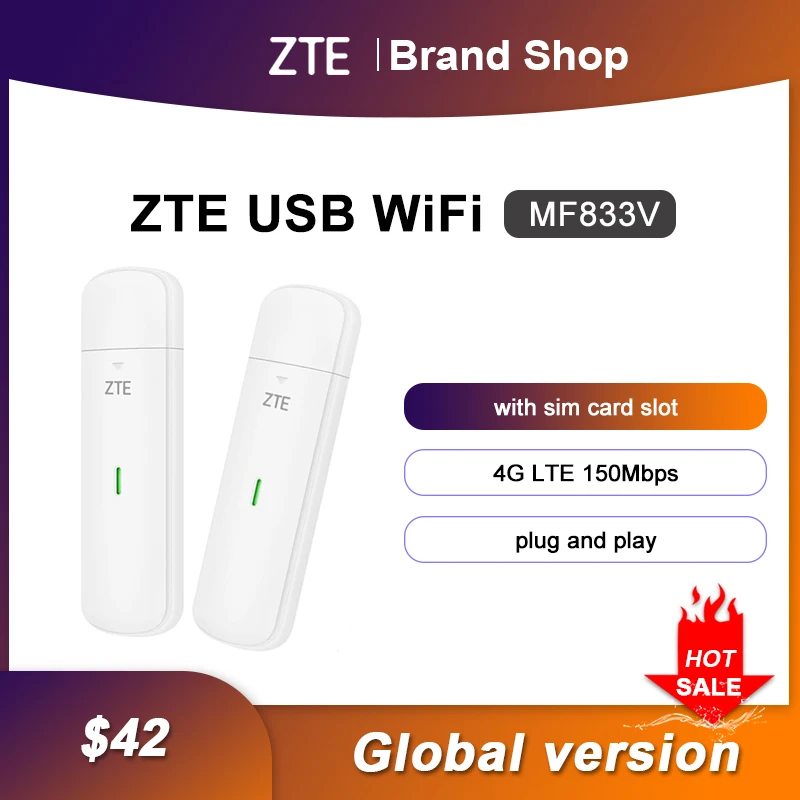 

ZTE Portable Wifi MF833V 833U1 Mobile Wireless Network 4g Lte Wifi Usb Modem Outdoor Wireless Wifi Sim Card Hotspot For Traffic