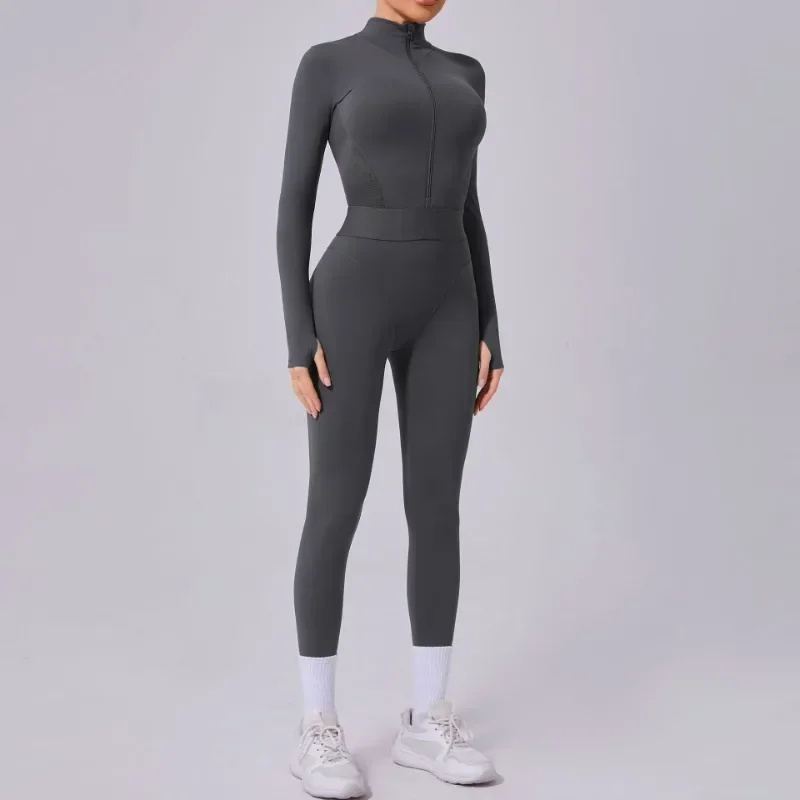 Side Net Breathable Yoga Jumpsuit Set Sports Fitness Briefs Shape Waist Splicing Rubber Band Tight Workout Gym Leggings Bodysuit