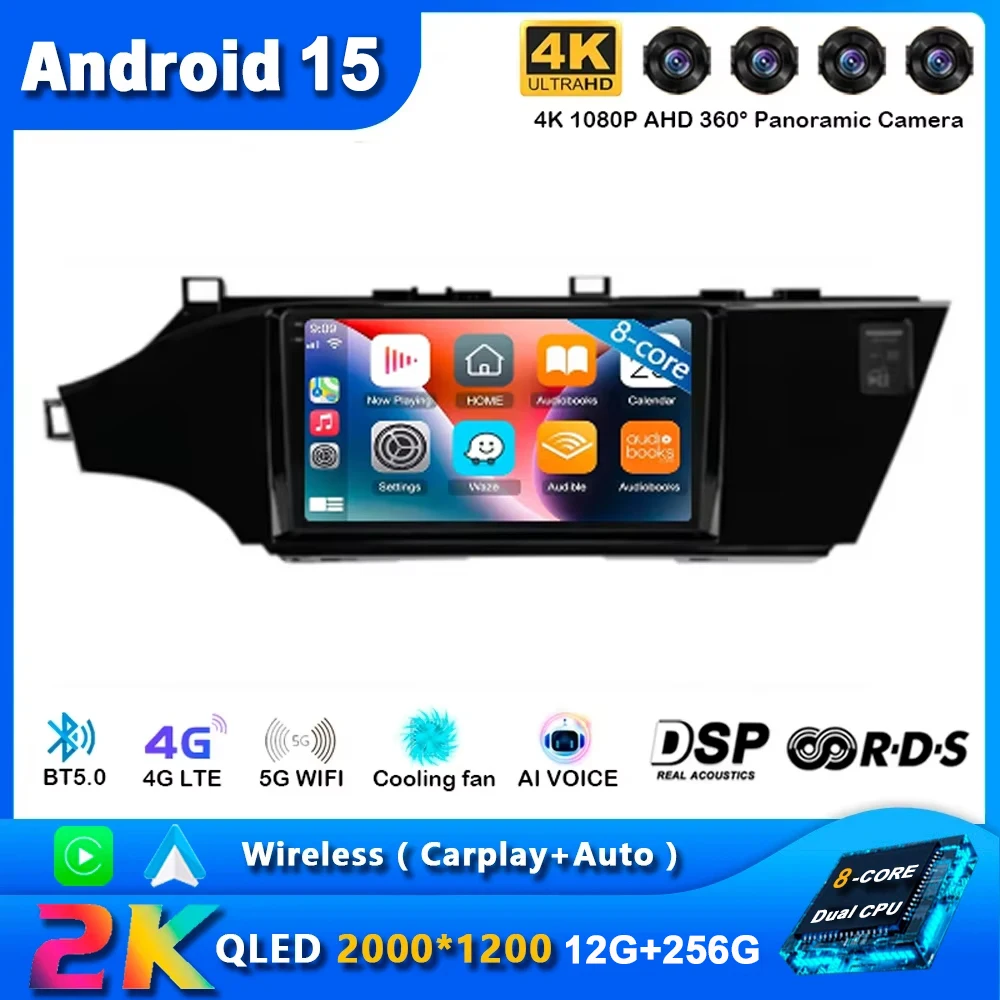 أندرويد 15 لتويوتا أفالون 4 IV XX40 2012-2018 سيارة السيارات Carplay شاشة راديو السيارات بلوتوث ستيريو مشغل وسائط متعددة لتحديد المواقع