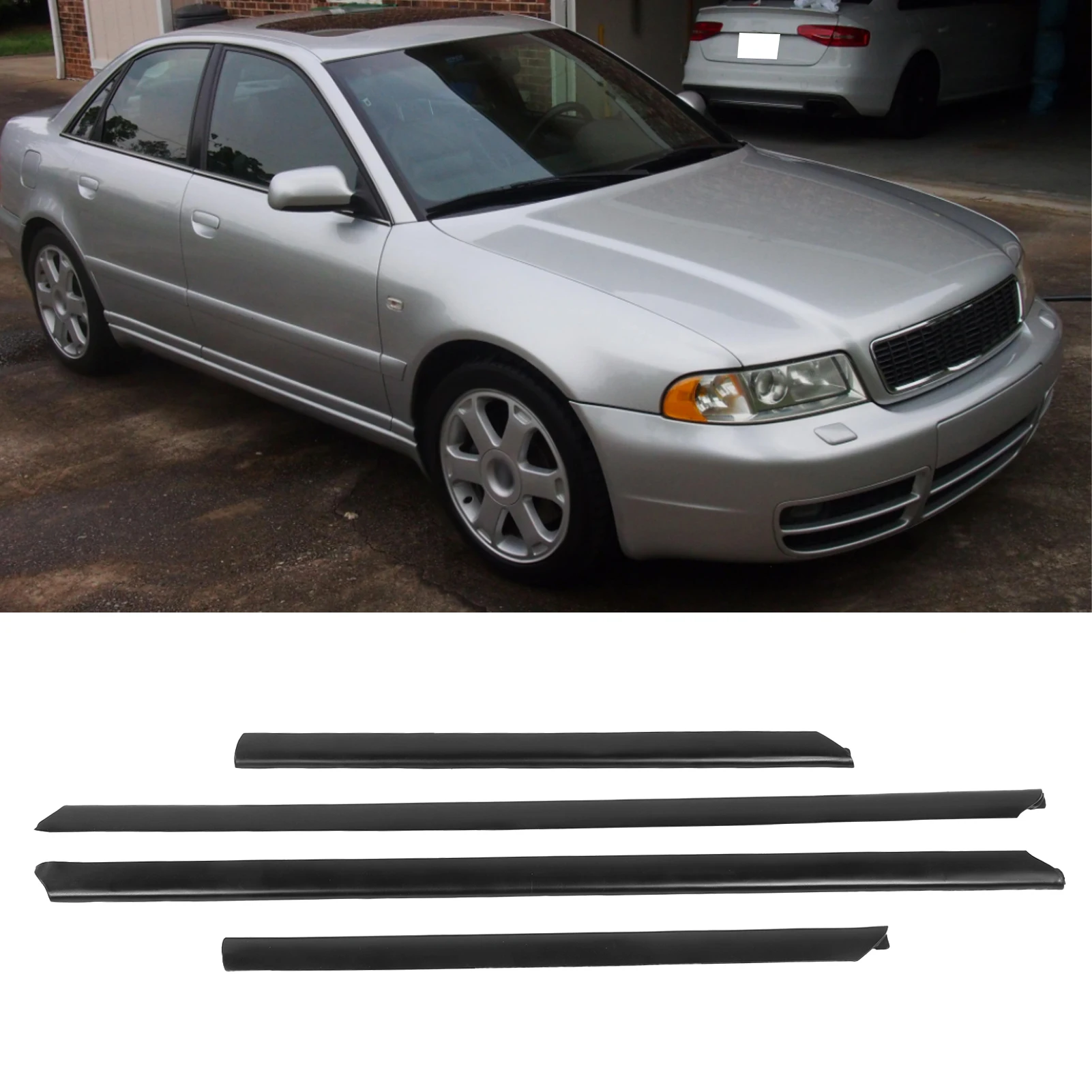 4Pcs Interior Door Strip Trim Rubber Protective Cover Decoration Fit for A4/A4 Avant