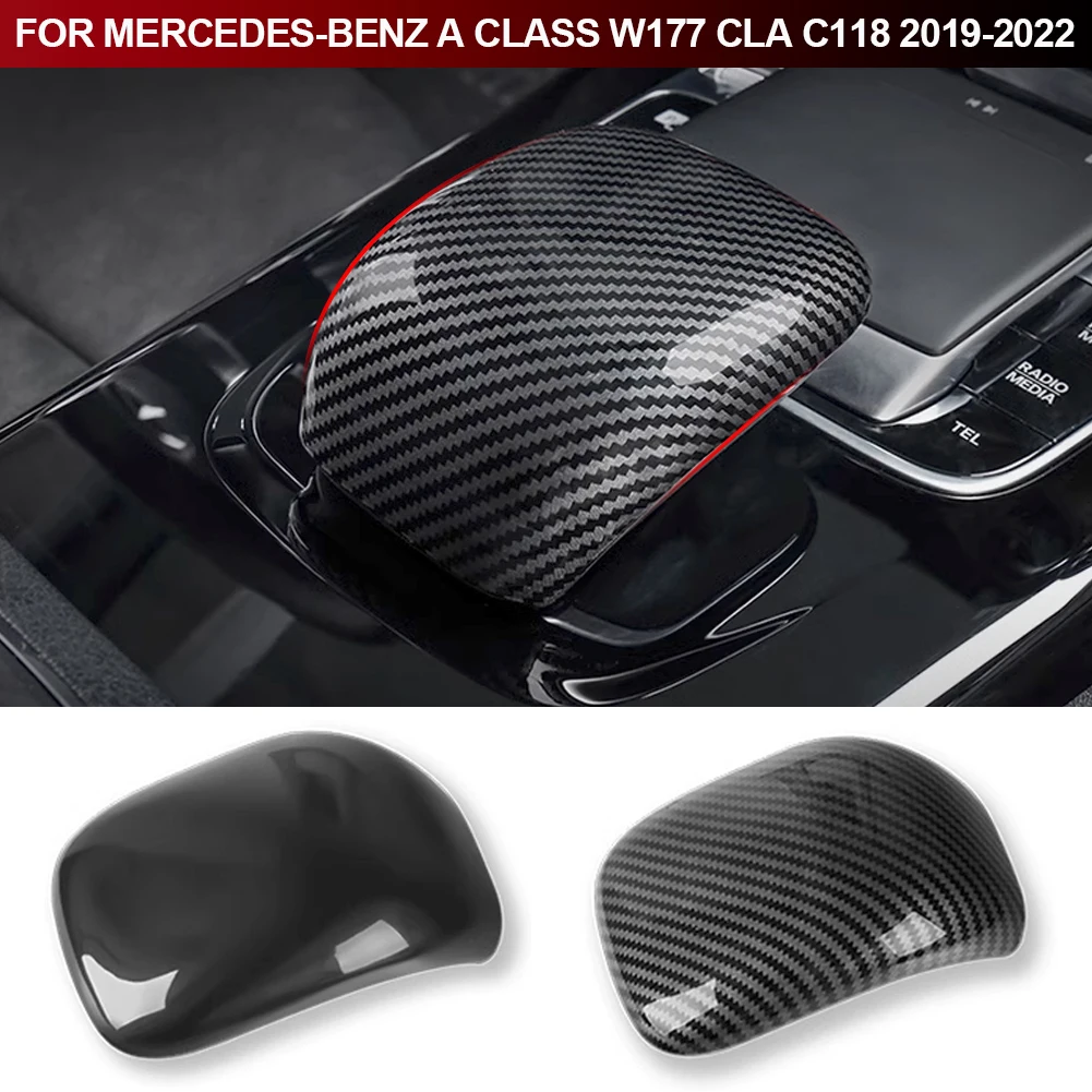 Car Carbon Fiber Center Control Armrest Box Head Cover Gear Head Cover Trim For Mercedes Benz  A Class W177 CLA C118 2019-2022