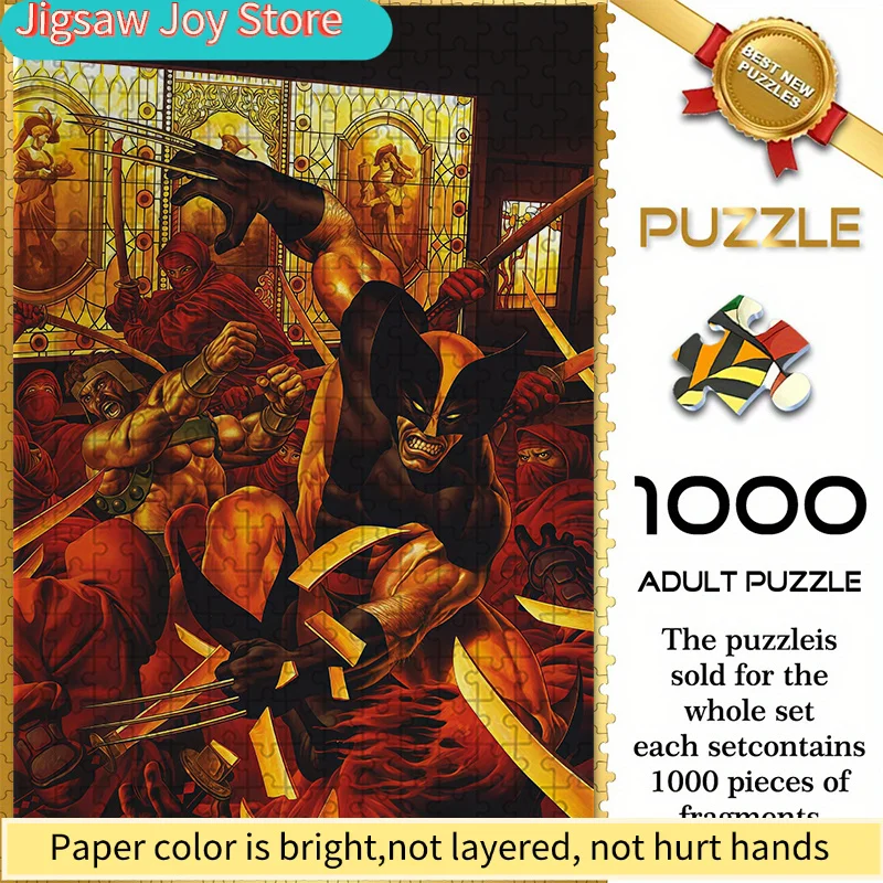 

Marvel Themed Seamless Jigsaw Puzzle Z12.8-91, Wolverine in Red Robe Enemy Battle Scene - Durable Thickened DIY Puzzle, Adult