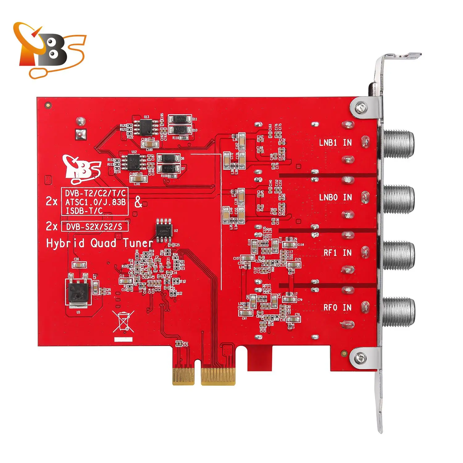 TBS6522H DVB-S2X/S2/S/T2/T/C2/C (J.83A/B/C)/ISDB-T/C/atsc1. 0 Quad (2SAT + 2Ter/kabel) karta PCIe tunera