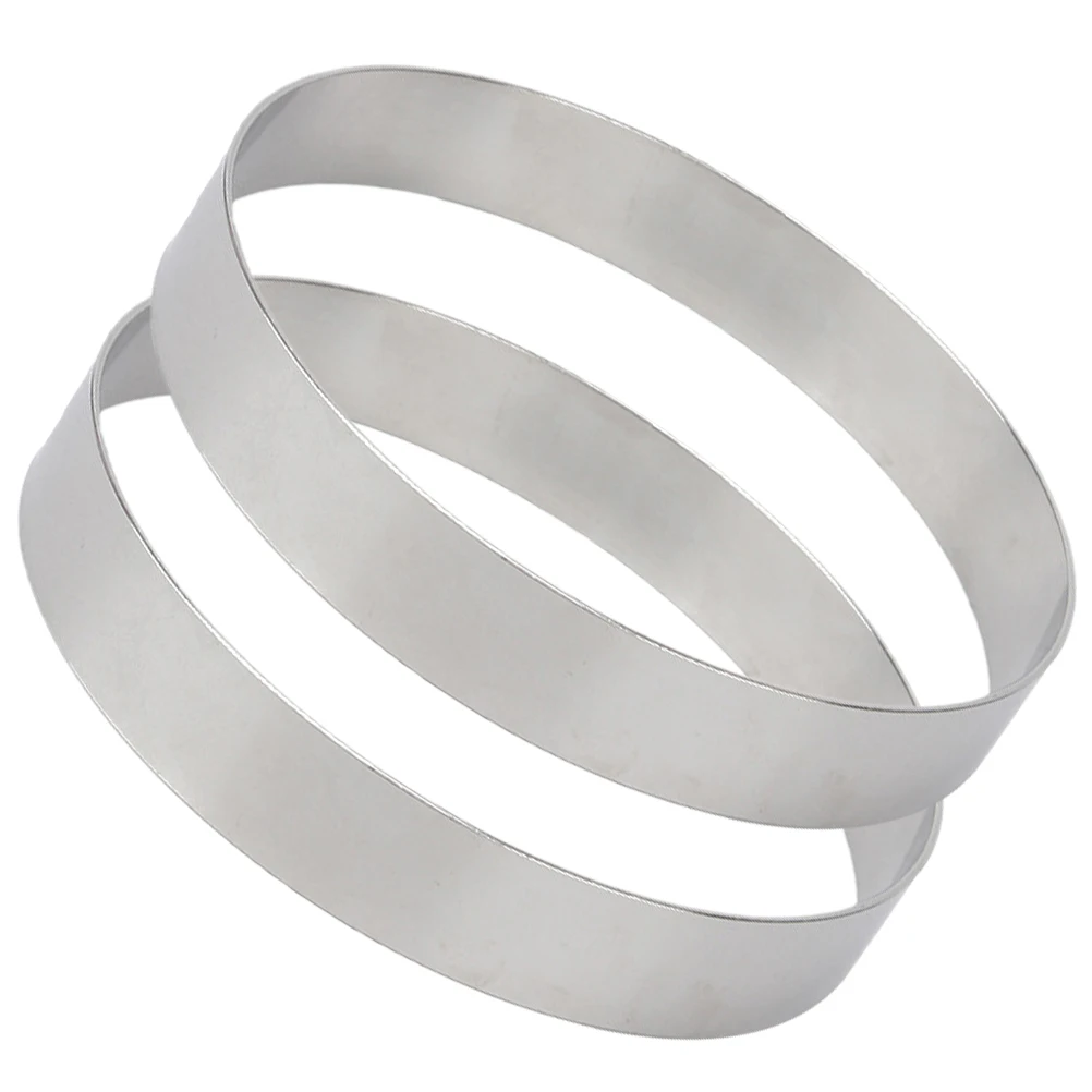 

2pcs Stainless Steel Pizza Rings Multi-Function Reusable Pastry Ring For Baking Cake Mousse Muffin Heat Resistant