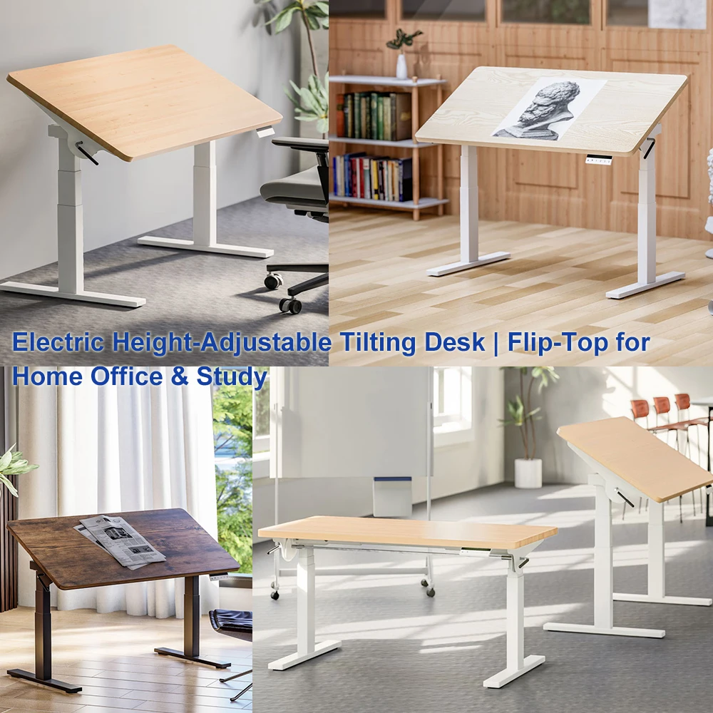 Ergonomic Electric Height Adjustable Study Smart Tiltable Table Drafting Drawing Art Standing Desk Frame