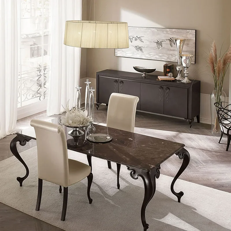 Cantori replica light luxury solid wood paint dining side cabinet villa high-end living room side cabinet light French