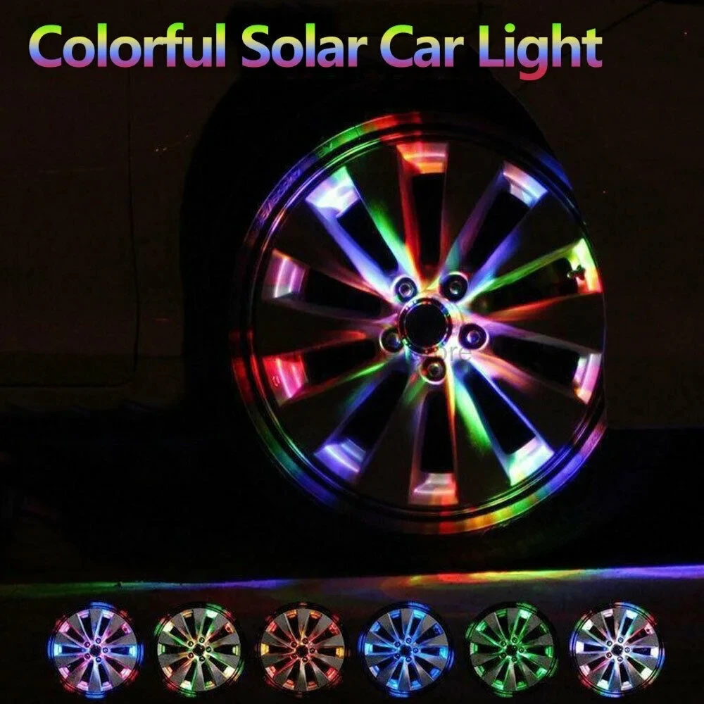 1/2/4pcs LED Light Solar Energy Flash Car Wheel light Hub bulb Tire Tyre Valve Cap Lamp Wheel Center Caps Wheels Tires Car Light view 2