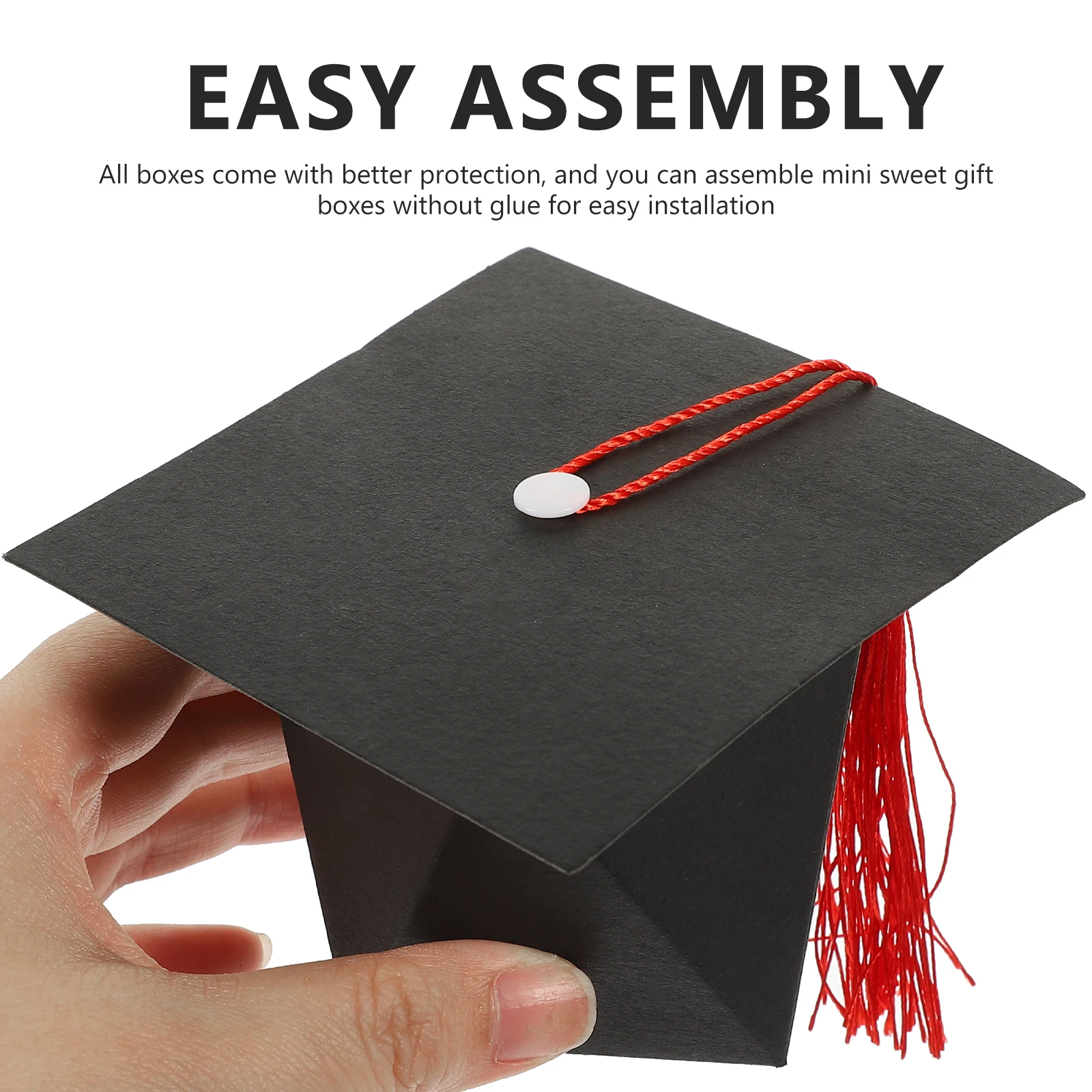 

50pcs Graduation Candy Box Yellow Tassel Easy Assembly Material Party Favors Decorations Sweets Container