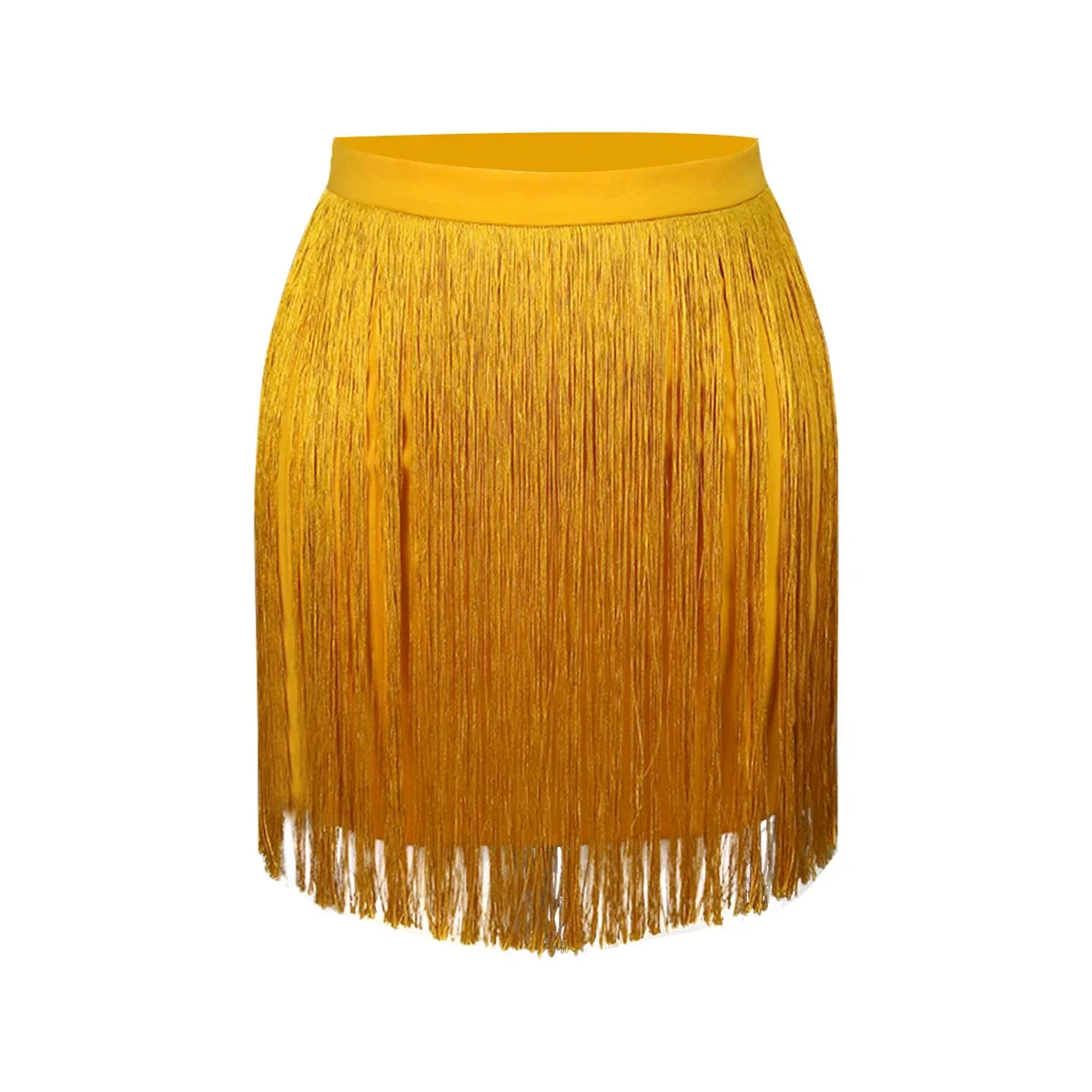 Women's Fringe Trim Long Tassel Skirt Yellow Bodycon Slim Sexy Party High Waist Elegant Office Ladies Classy Female Event Faldas