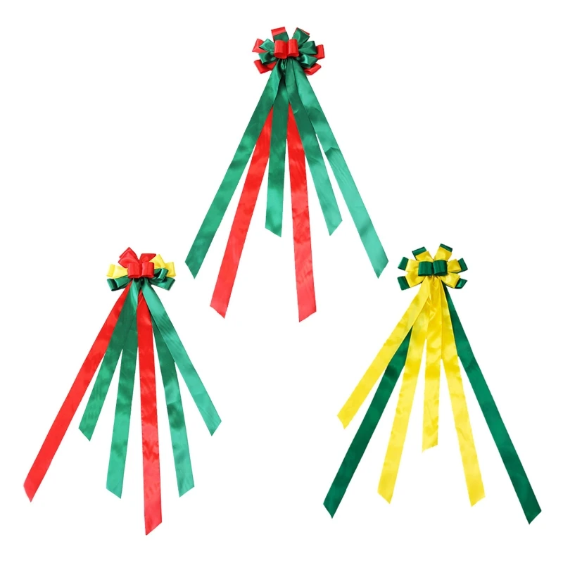 

Christmas Tree Topper Bow Large DIY Red Yellow Green Ribbon Bow Handcraft Xmas Bowknot for Christmas Tree Decoration