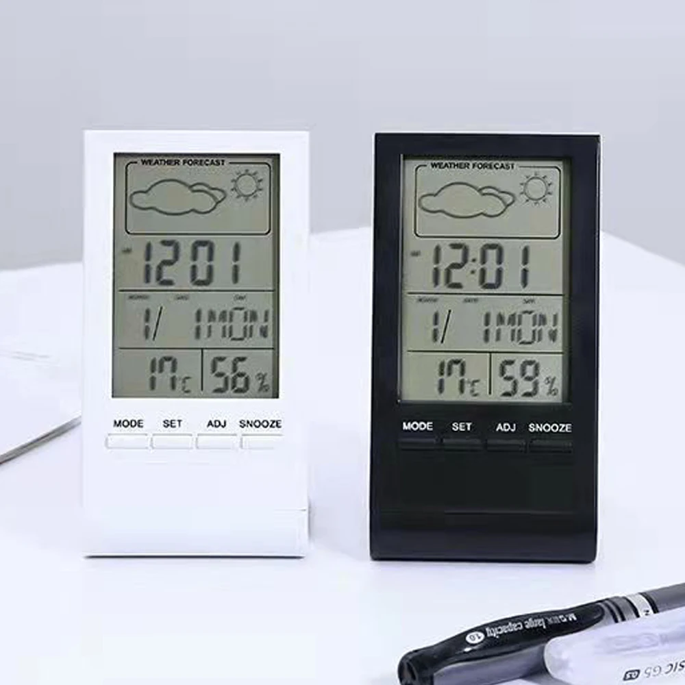 Wireless Thermometer Hygrometer Gauge Indicator Weather Station Electronic Temperature Humidity Monitor Clock for Indoor Outdoor