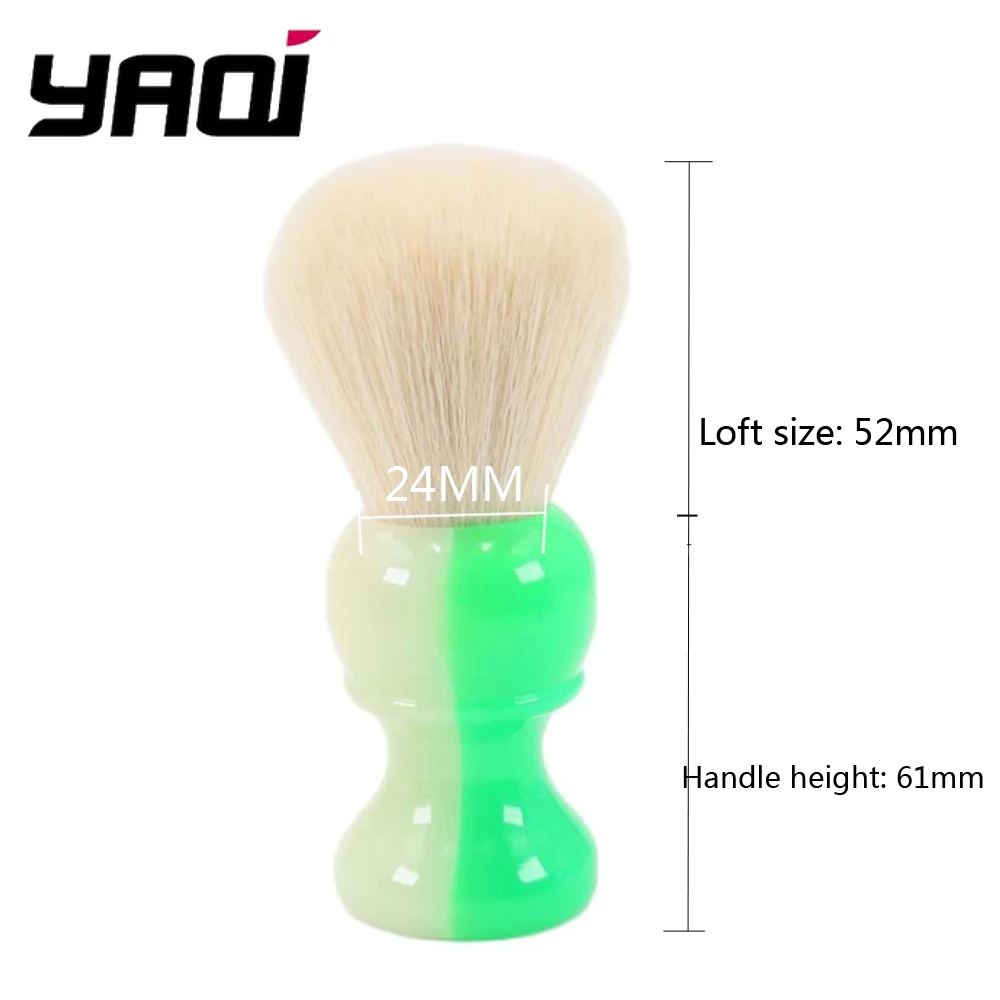 فرشاة الحلاقة YAQI JANUS BIFRONS 24 مللي متر عقدة الكشمير الاصطناعية فرشاة الحلاقة الرجالية مع مقبض الظلام هدية لصديقها