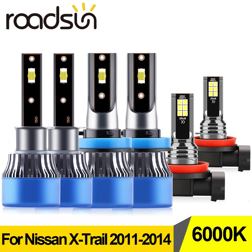 

Roadsun LED Headlight High Low Fog Bulbs Combo Beam Conversion Lamps Kit Luces Headlamps For Nissan X-Trail 2011 2012 2013 2014