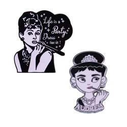 Audrey Hepburn Badge Great Moive Star Brooch Goddess Enamel Pin Female Artist Decor Given Friends And Fans Gifts