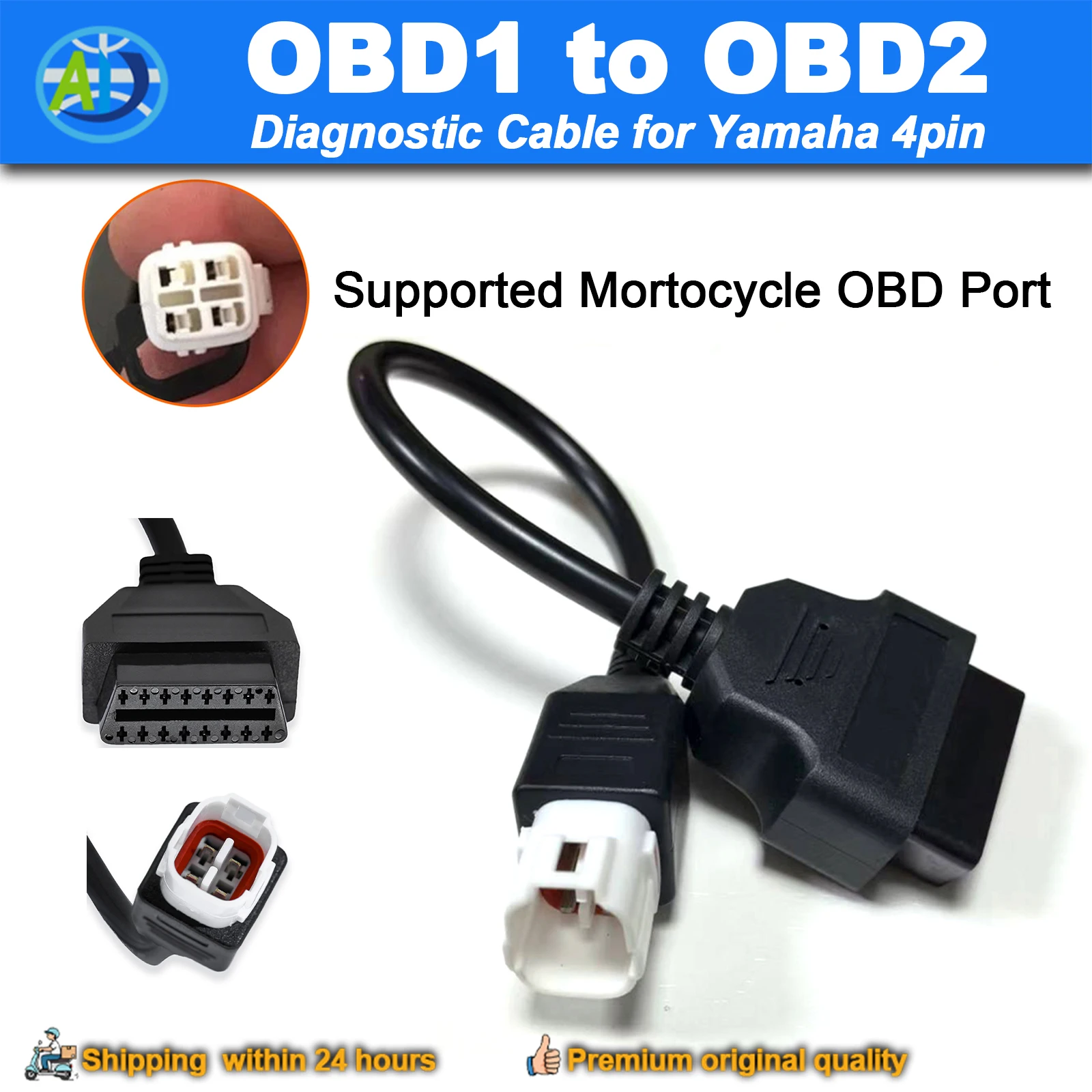 

Диагностический кабель OBDII для Yamaha 4-контактный к OBD2 для TRACER, Tenere 700, MT07/09/10, XSR700/900, адаптер OBD мотоцикла TMAX530
