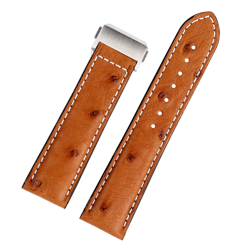 Ostrich skin Calf Leather Strap For Hamilton Khaki Aviation Field Navy Jazzmaster Watch Band 20 22mm Folding Buckle Waterproof