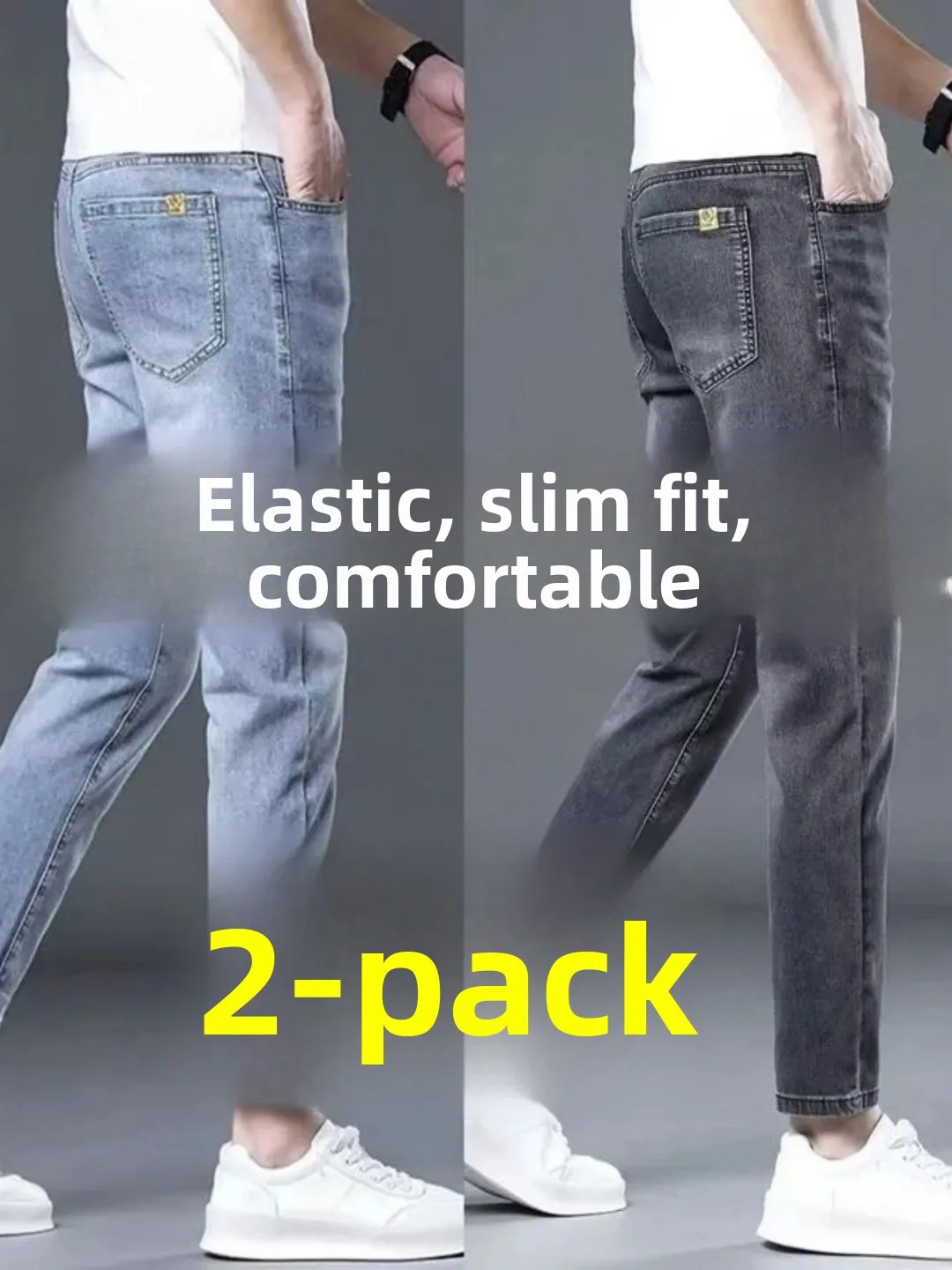 Men's Workwear Straight Leg Jeans Nine Points Casual Slim Fit Trousers Wear Resistant Durable Cotton Stretch Denim Pants