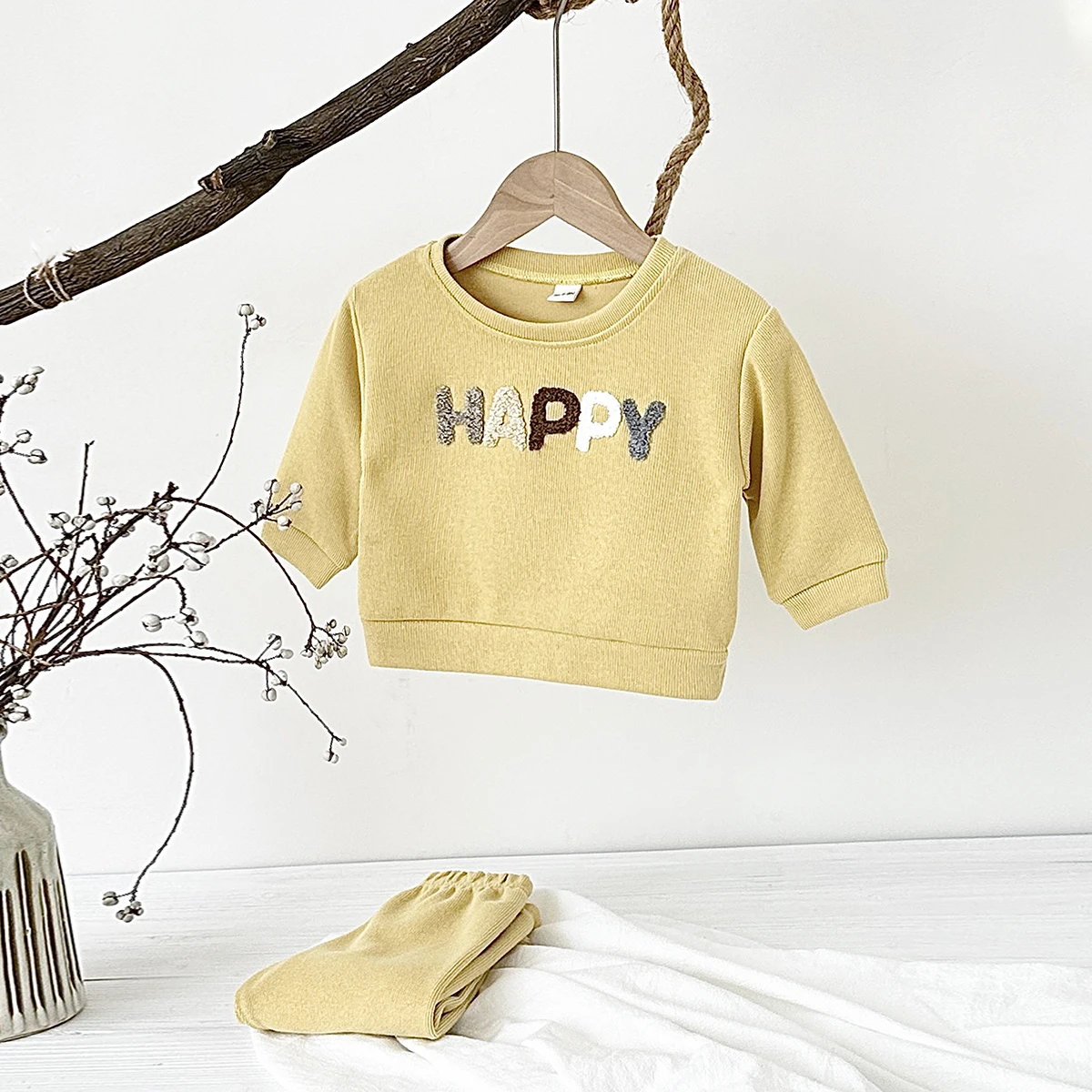 2024 Baby Clothes 2PCS Cotton Boys Girls Autumn Loose Pullovers Letter Long Sleeved Tops+Bottom Infant Outfit Newborn Clothing