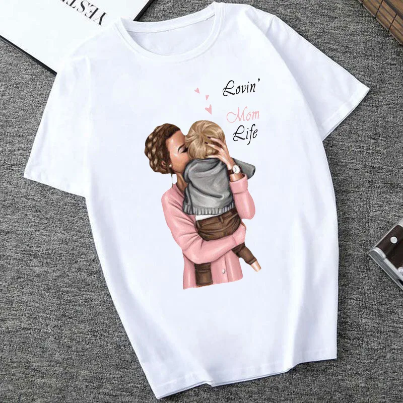 Cotton  100% Mother Day T Shirt Mom Loose Black Short-sleeved T-shirt Summer Ins Women Clothing  Oversized T Shirt