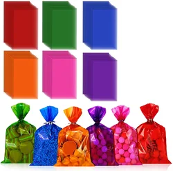 50pcs Mixed Color Cellophane Bags Plastic Candy Cookie Bag Birthday Party Biscuit Gift Packaging Bags