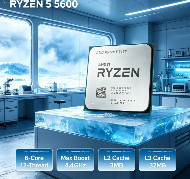 Content Creation Multithread Processor AMD R5 5600 Zen3 6C12T 32MB Cache 3.5GHz AM4 Desktop CPU For Video Editing Without Cooler