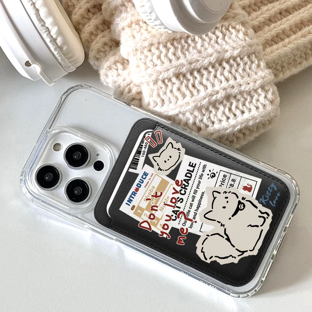Kitty Love Leder-Kartenetui Handyhülle Kartenhalter für Magnetische Hülle Geeignet für alle iPhones für Magsafe Karten-Handy-Rückentasche – Detail 4