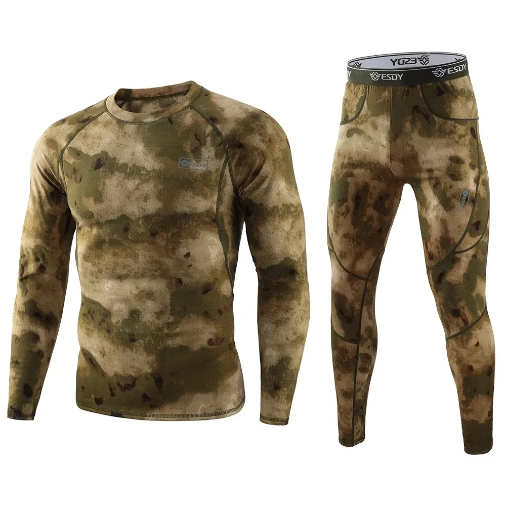 Winter Camouflage Thermal Underwear New Outdoor Sports Tactical Compression Fleece Warm Thermo Underwear Long Johns Sets Clothes