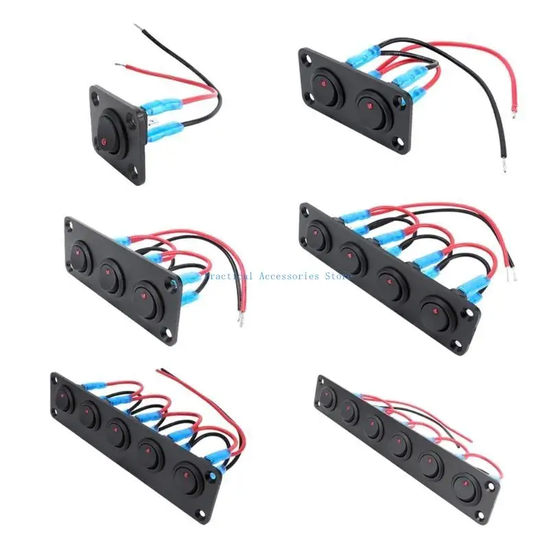 U75E متعددة الوظائف توفير المساحة 20A 12V الأحمر LED تبديل لوحة التبديل لسيارة شاحنة المنازل المتنقلة والأنظمة الكهربائية