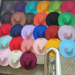 9.5 Big Brim Solid Fedora Hat Men Women Wholesale Gentleman Felt Hat Peach heart top Tweed Hat Jazz Hat gorras шапка женская