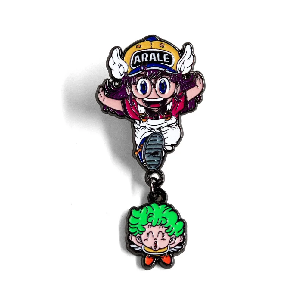 Dr. Slump Arales broche esmaltado personaje de dibujos animados Gatchan insignia colgante creativa mercancía de Anime clásico Pin esmaltado regalo de seguidor