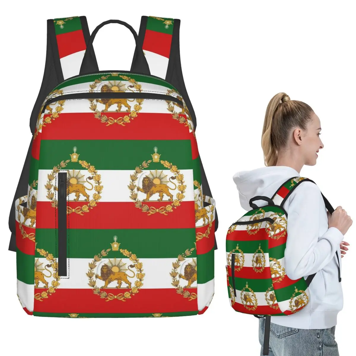 イランの国旗イランのバックパック学生ブックバッグ子供用スクールバッグコンピューターショルダーバッグ男の子女の子