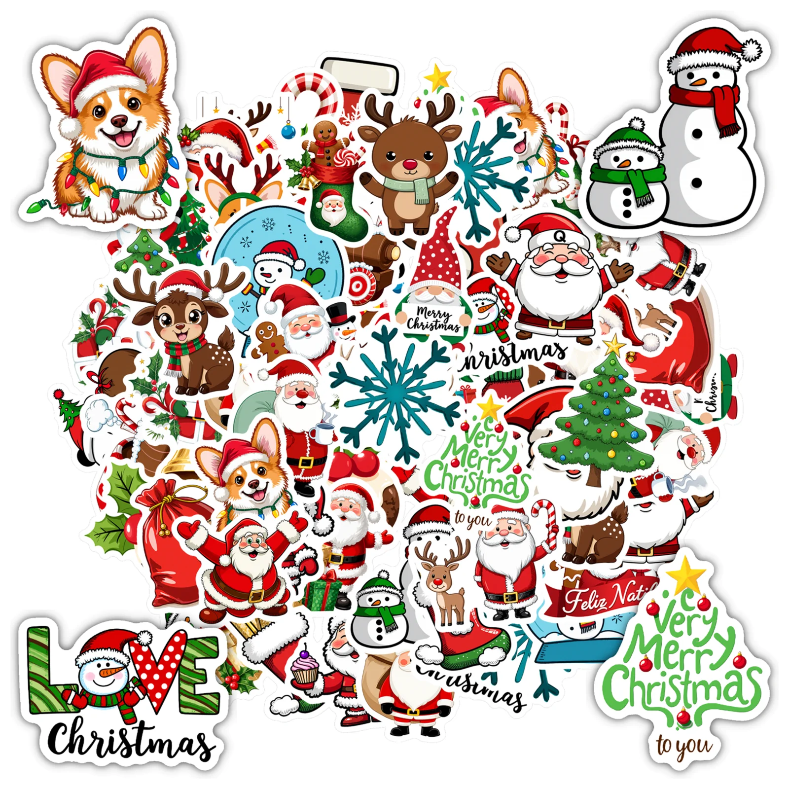 35pc Waterproof Christmas Stickers Festive Stickers Stationery Fun Kids Stickers for Luggage Laptops Suitcases Party Favor Decor