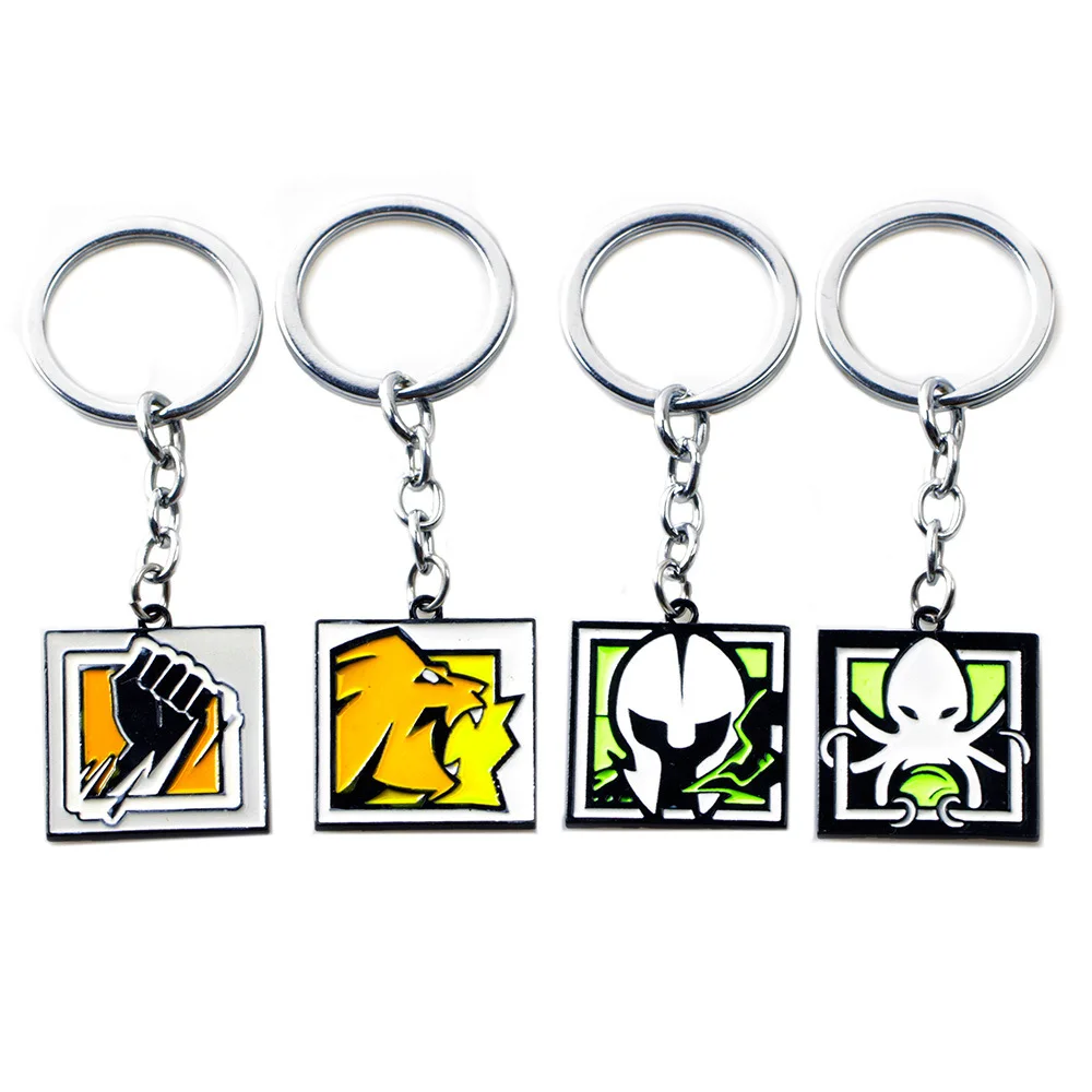 2024 Stylish Rainbow Metal Enamel Keychain Six Seige Game Peripheral New Operator MAESTRO ALIBI Lion Logo Car Key Ring llaveros