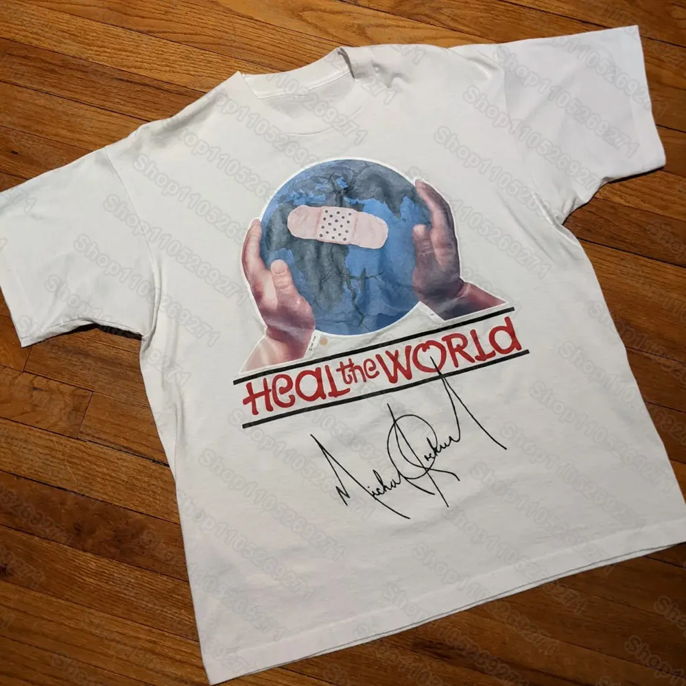 Heal The World Michael Jackson Album Cover Unisex Short Sleeve Men's Women's Tshirts Tee Children's Adult Parent Child T-Shirts
