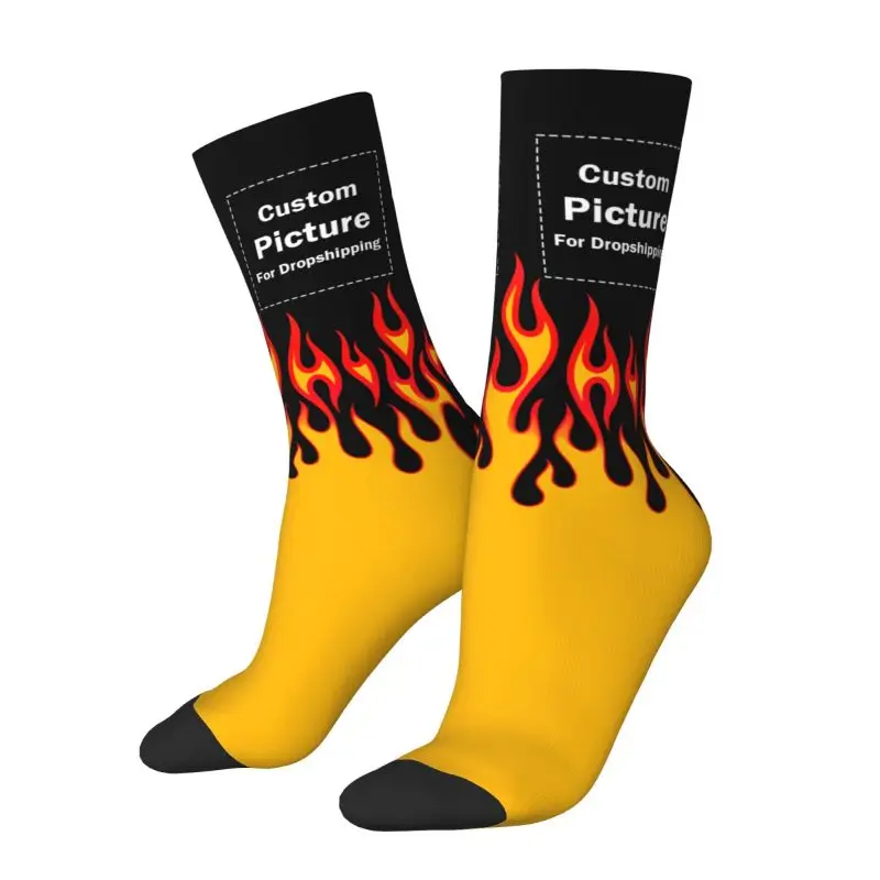 Personalized Custom Photo Logo Dress Socks Men Women Warm Fashion Design Your Own Crew Socks