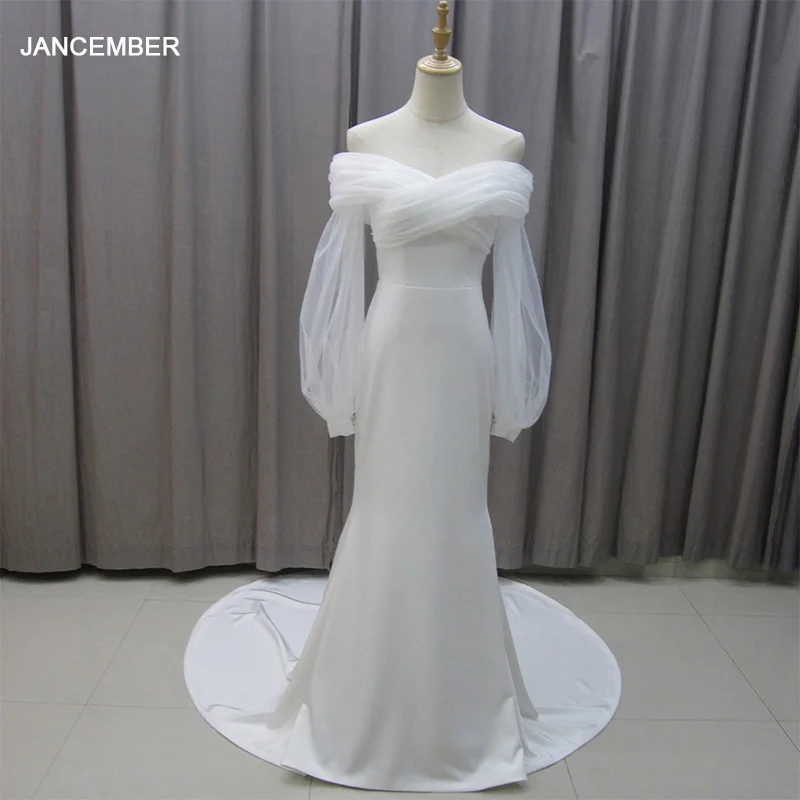 

Jancember Simple White Wedding Dresses Beach Backless Boho Bohemian Wedding Bridal Gowns Vestidos De Noiva vestido de novia