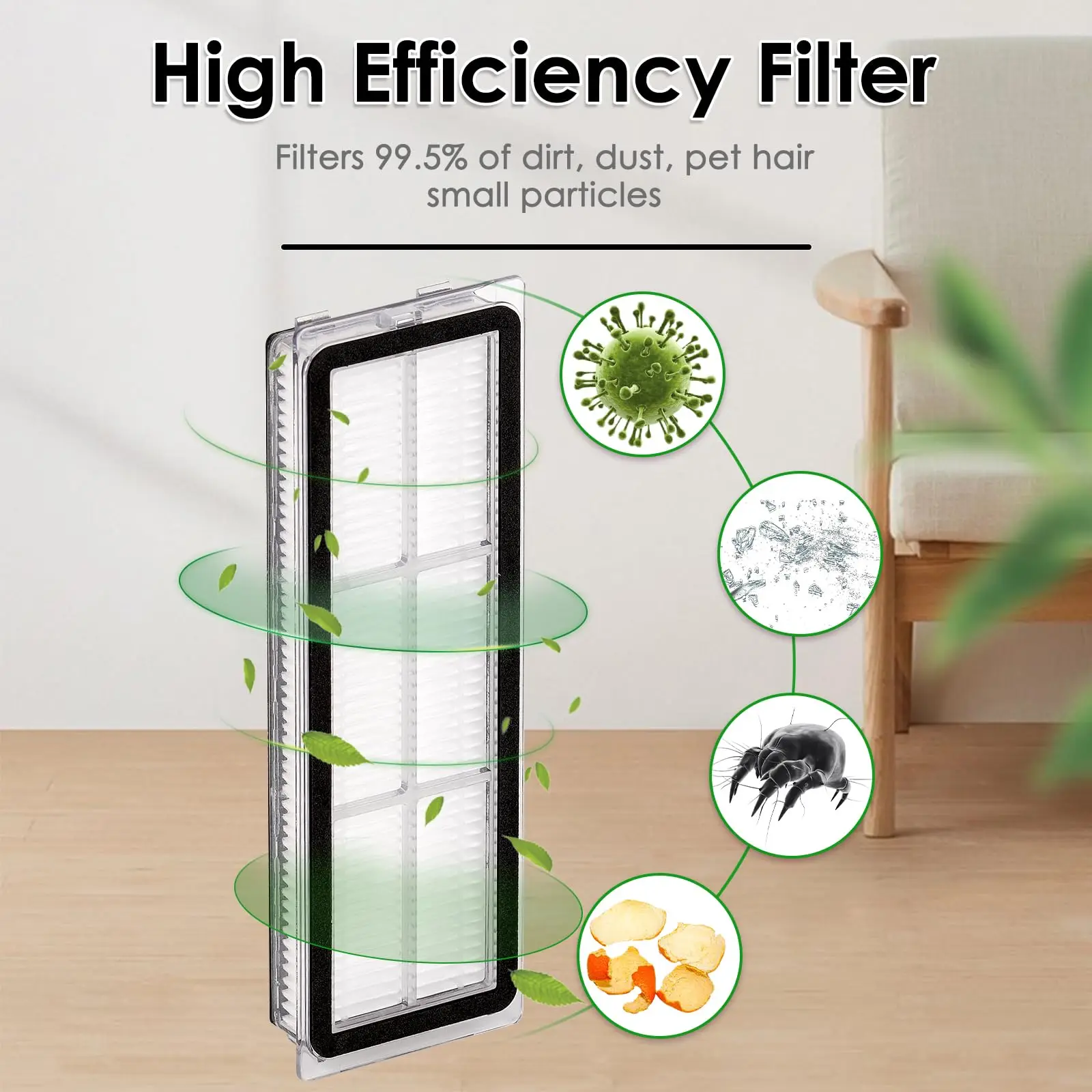 فلتر HEPA لمكنسة Xiaomi Robot Vacuum X20+، X20 Plus، S20+، S10 Plus، S10+ Dreame L10s Ultra، L10s Pro، L10 Ultra قطعة بديلة