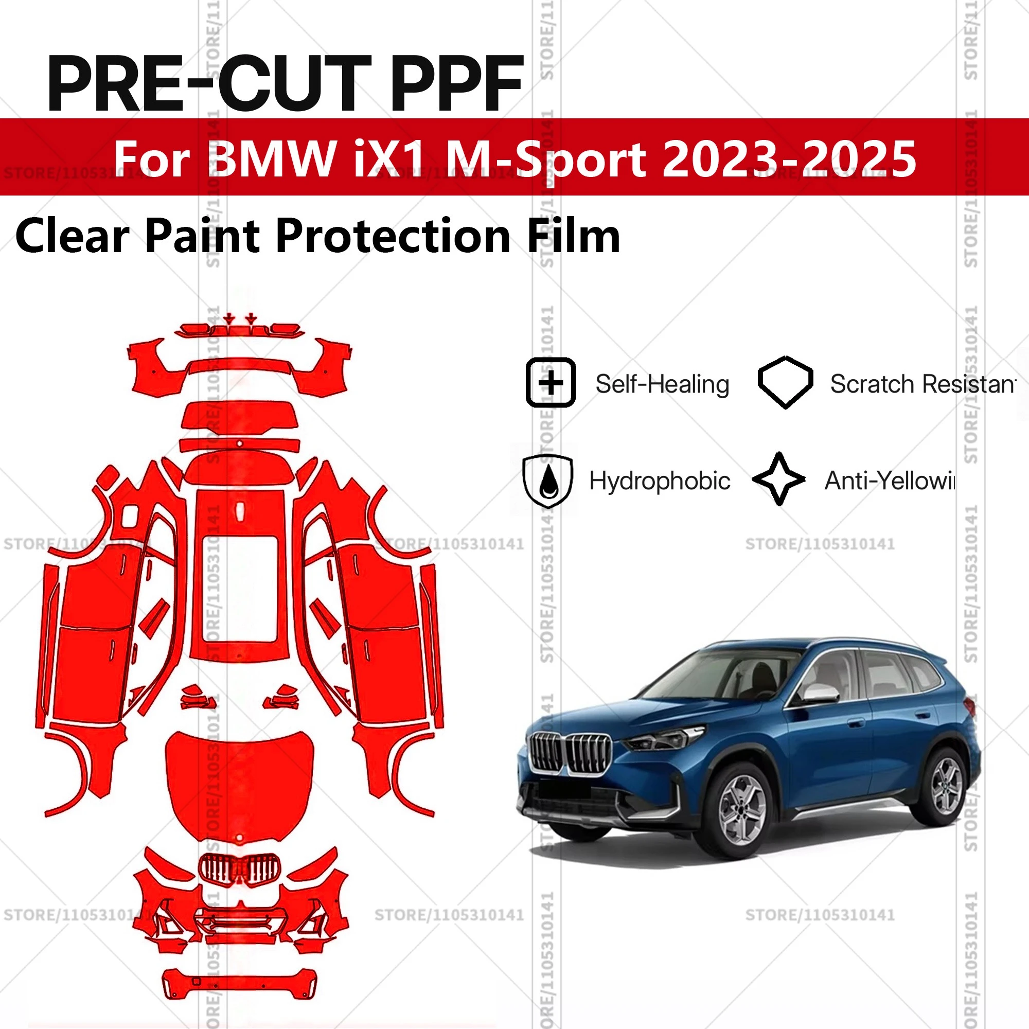 

For BMW iX1 M-Sport 2023-2025 Pre-Cut Paint Protection Film PPF Transparent Car Film Professional Automotive PPF Full Vehicle