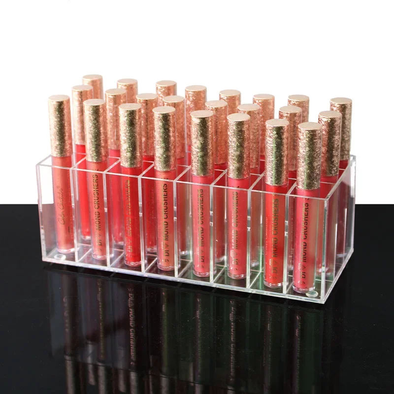Lip Gloss Holder 24 Slots CC Cream Lipstick Box Display Stand Sundry Storage Box Cosmetic Makeup Organizer Holder