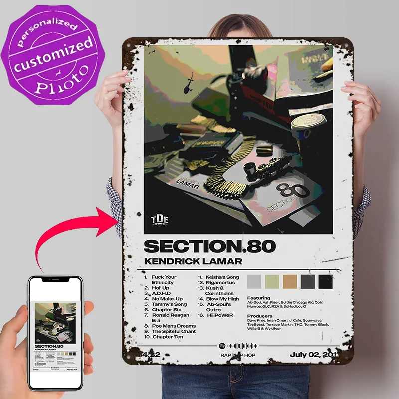 Kendrick Lamar Album Cover 3D Texture Metal Poster Customized Wall Art Tin Sign Gift for Mancave Coffee Bar Accessories Man Cave