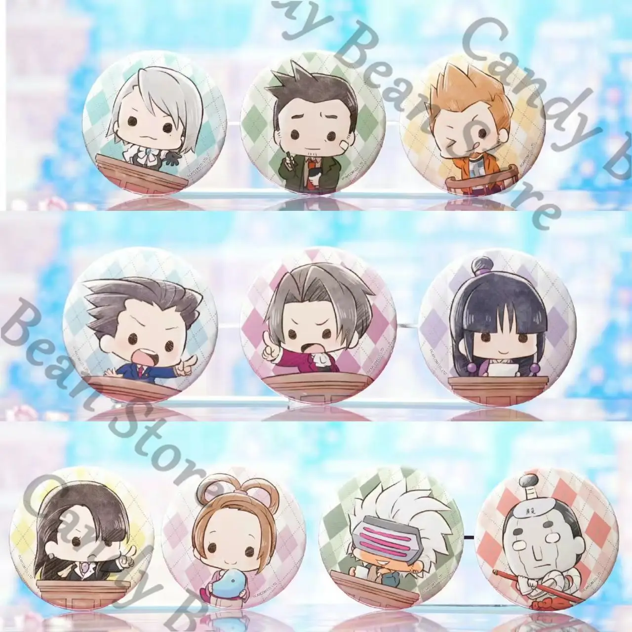 أنيمي حقيقية المحامي الآس مايلز إيدجوورث فينيكس رايت أبولو العدالة مي تأثيري الليزر شارة الكرتون شعار بروش هدية عيد الميلاد #3