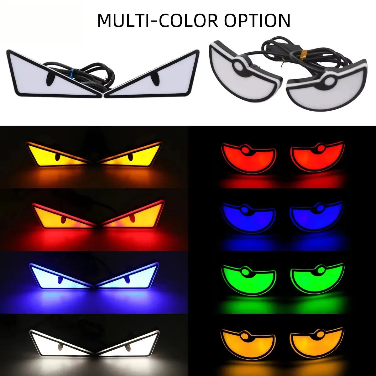 Heyword  Motorcycle Led Demon Eye Light Semicircle/Triangle Eye Turn Signal Light Dynamic Tail Lamp Mini Car Decoration Lights