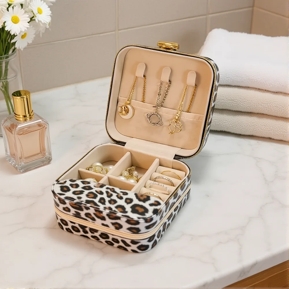 Pu Leather Jewelry Box Compact Portable Jewelry Case Travel Jewelry Storage Box Detachable For Outdoor Activities Travel Handbag