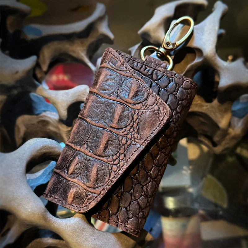 Cowhide Key Wallet Handmade Genuine Leather Car Key Bag Portable Housekeeper Keys Holder Card Slot Money Clip Short Purse