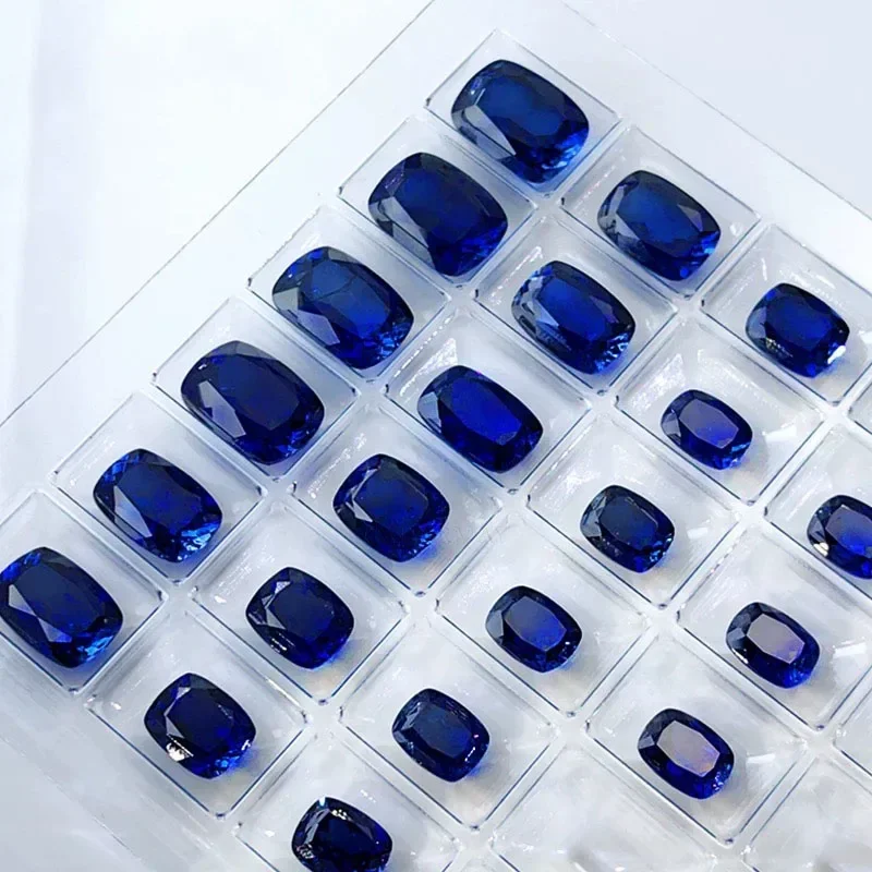 

Lab Grown Sapphire Rectangle Cushion Cut Royal Blue Color DIY Jewelry Making Ring Main Materials Selectable AGL Certificate