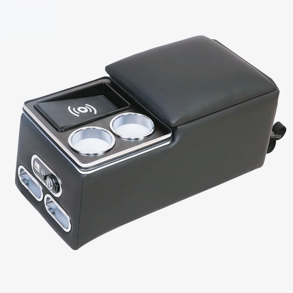 Caja  consola  reposabrazos trasero  coche Universal General, portavasos  carga inalámbrica, caja  reposabrazos  asiento trasero